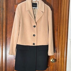 Talbots Women's Two-Tone Pea Coat in Tan and Black Sz 12 NWOTs